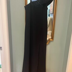 Aidan Mattox Black Asymmetrical One-Shoulder Cocktail Gown